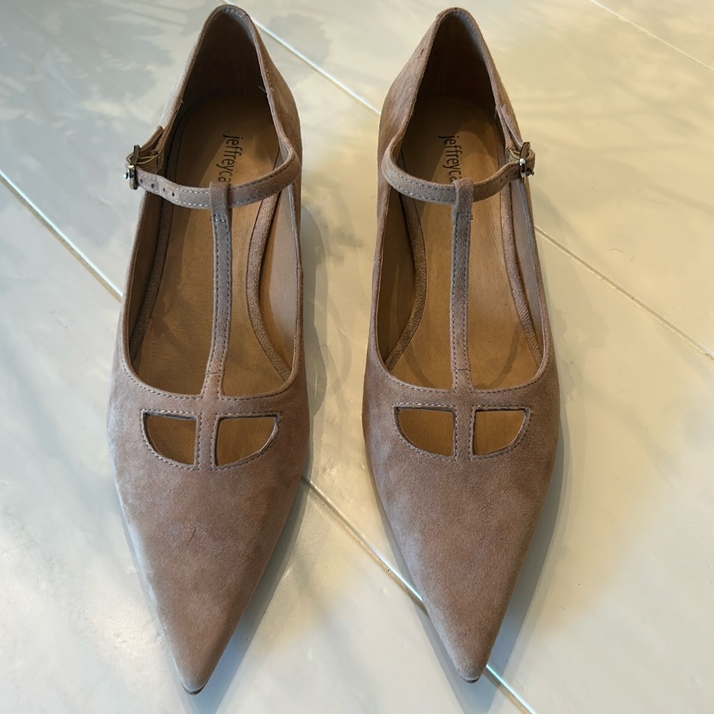 Jeffrey Campbell Taupe T-Strap Heels